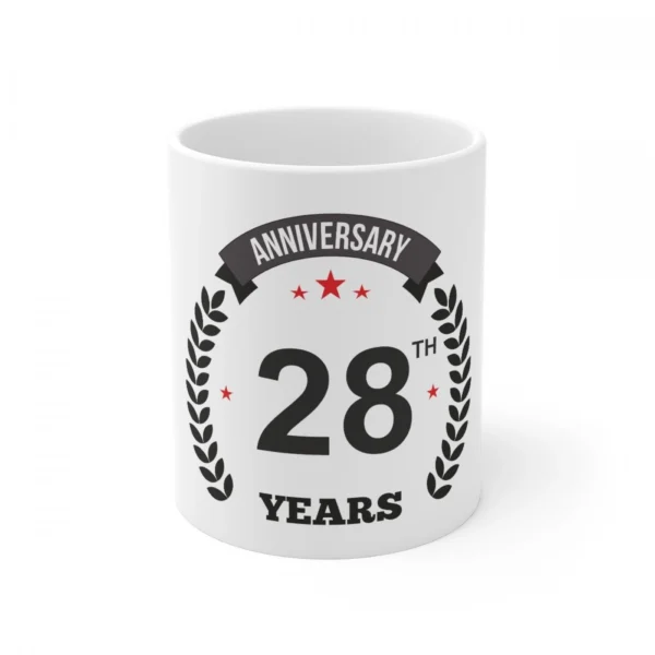 White Ceramic 28th Anniversary Mug