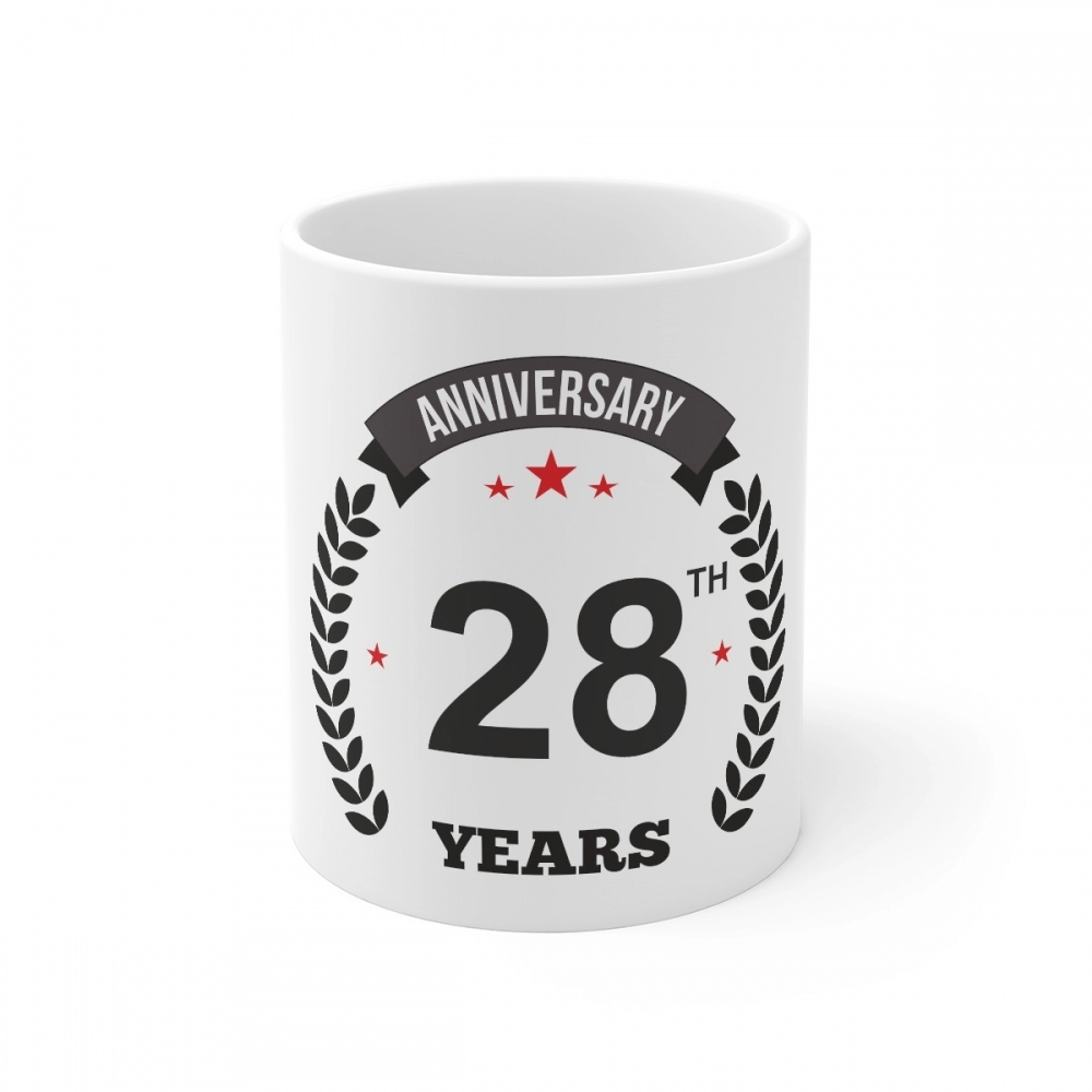 White Ceramic 28th Anniversary Mug