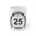 White Ceramic 25th Anniversary Mug