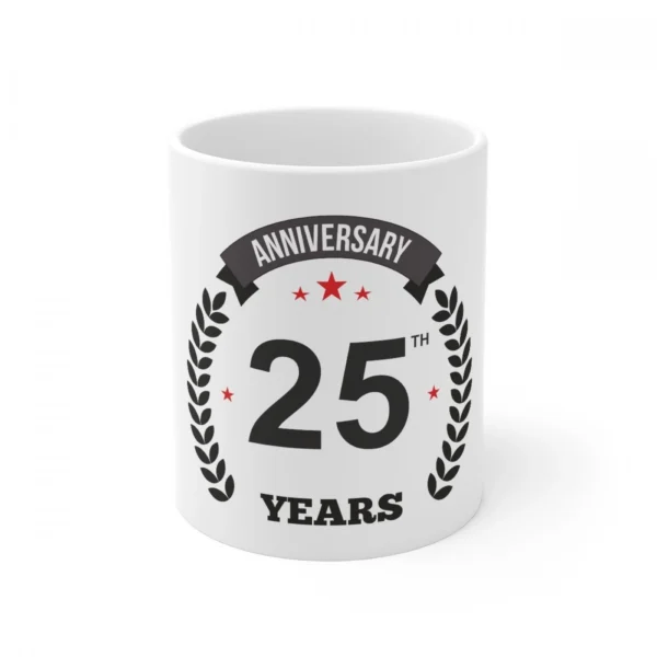 White Ceramic 25th Anniversary Mug