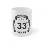 White Ceramic 33rd Anniversary Coffee Mug