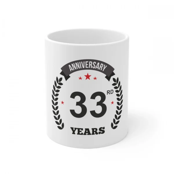 White Ceramic 33rd Anniversary Coffee Mug