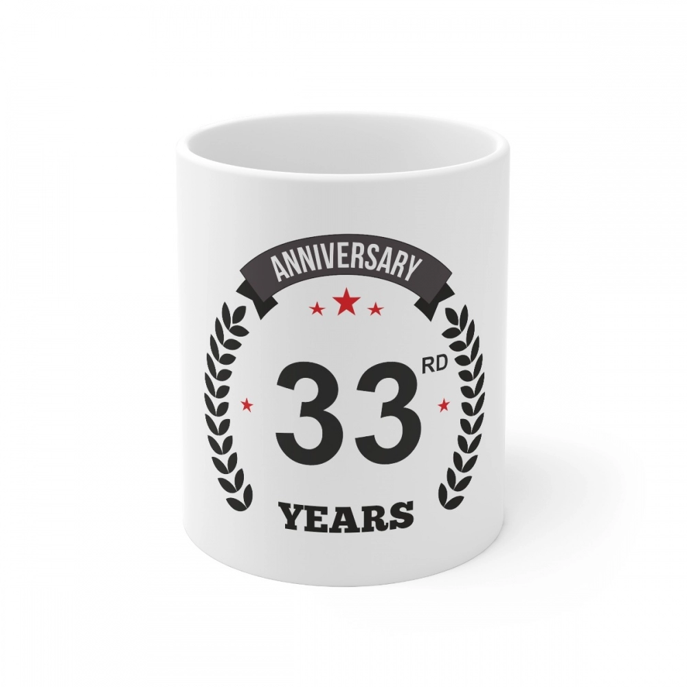 White Ceramic 33rd Anniversary Coffee Mug