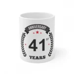 White Ceramic 41st Anniversary Coffee Mug