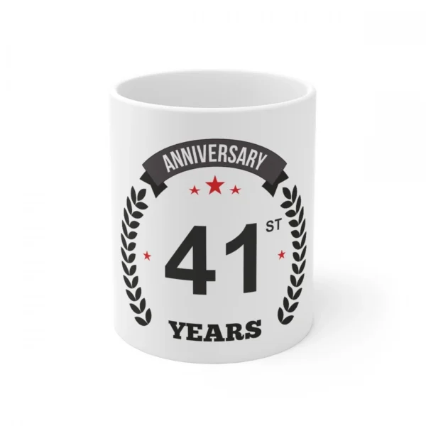 White Ceramic 41st Anniversary Coffee Mug