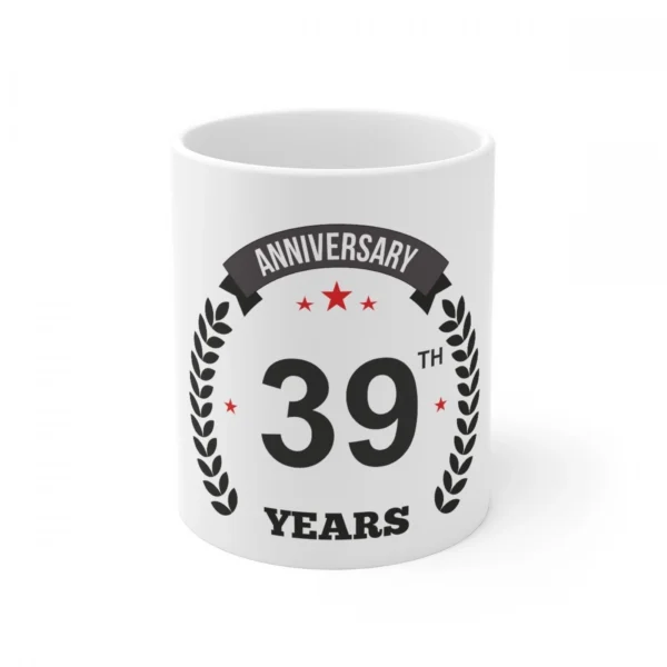 White Ceramic 39th Anniversary Coffee Mug