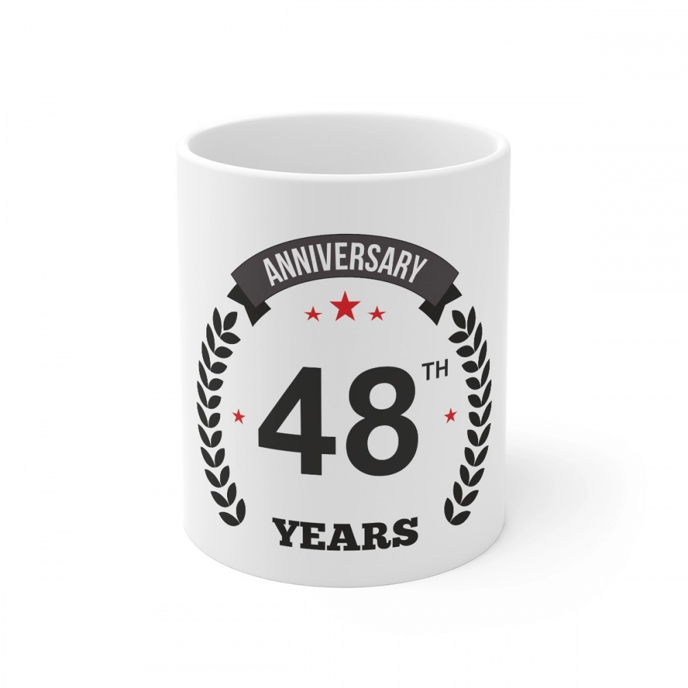 White ceramic 48th Anniversary gift mug