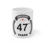 White ceramic 47th Anniversary gift mug