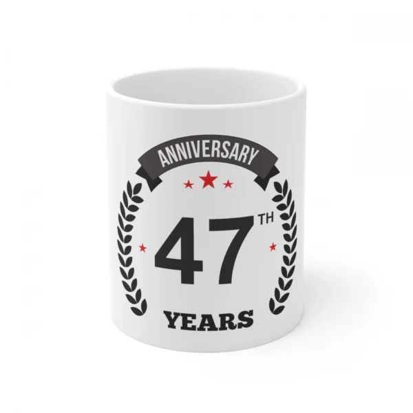 White ceramic 47th Anniversary gift mug