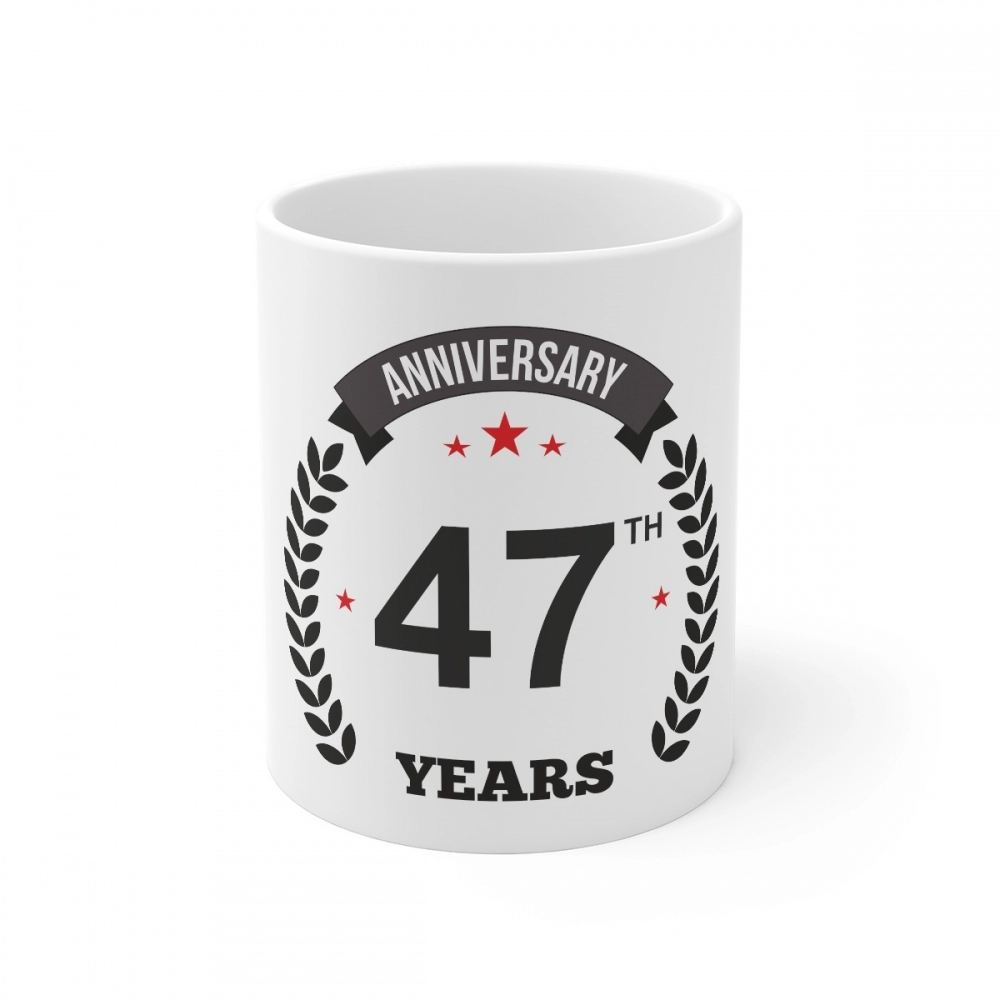 White ceramic 47th Anniversary gift mug