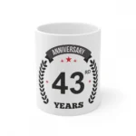 White Ceramic 43rd Anniversary Coffee Mug