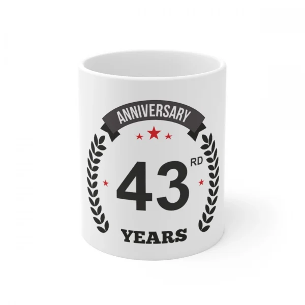 White Ceramic 43rd Anniversary Coffee Mug