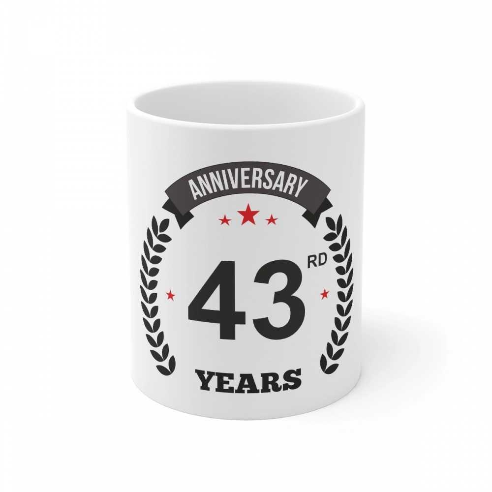White Ceramic 43rd Anniversary Coffee Mug