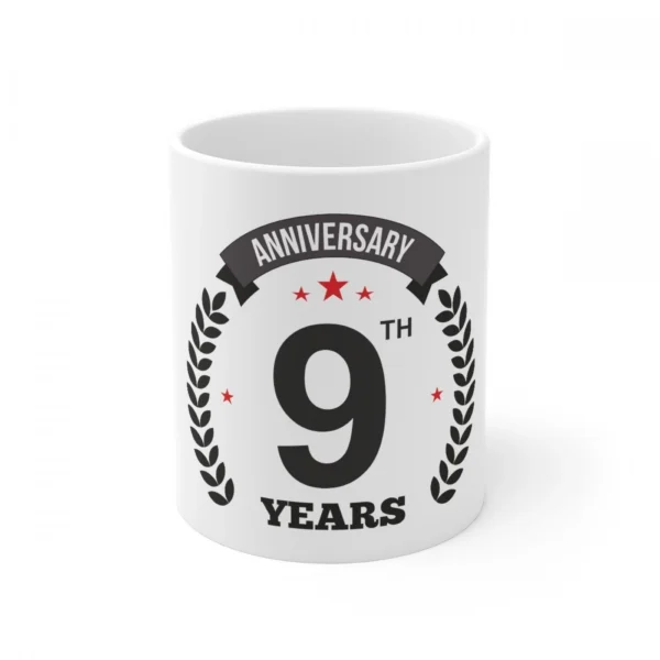 White Ceramic 9th Anniversary Mug