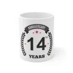 White Ceramic 14th Anniversary Mug