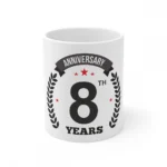 White Ceramic 8th Anniversary Mug