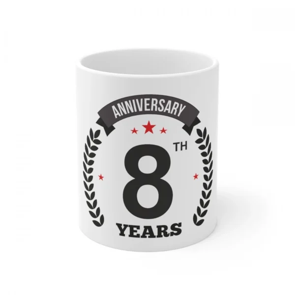 White Ceramic 8th Anniversary Mug