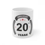 White Ceramic 20th Anniversary Mug