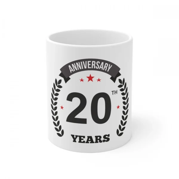 White Ceramic 20th Anniversary Mug