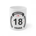 White Ceramic 18th Anniversary Mug