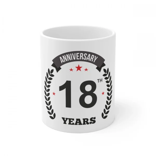 White Ceramic 18th Anniversary Mug