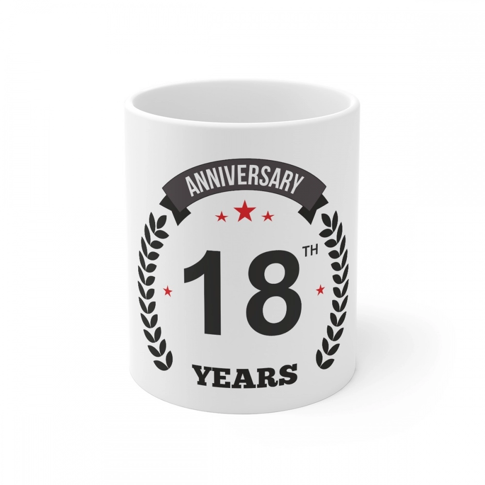 White Ceramic 18th Anniversary Mug