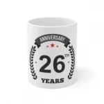 White Ceramic 26th Anniversary Mug