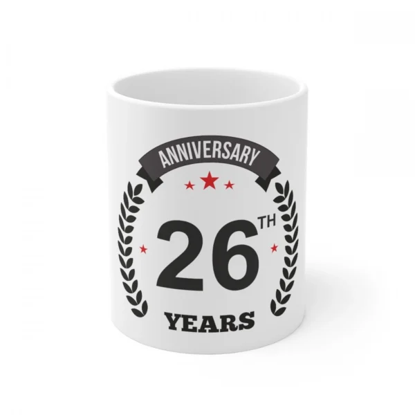 White Ceramic 26th Anniversary Mug