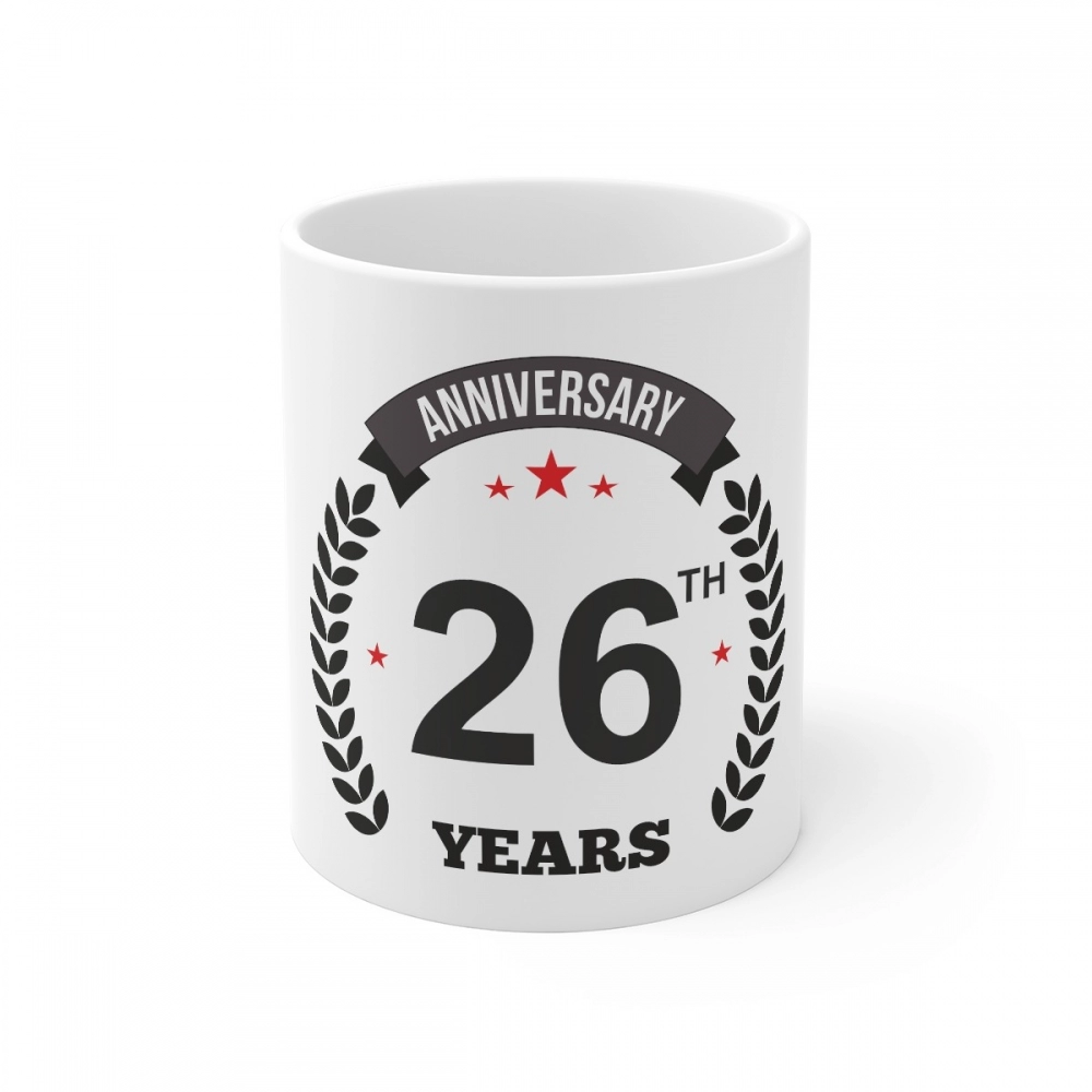 White Ceramic 26th Anniversary Mug