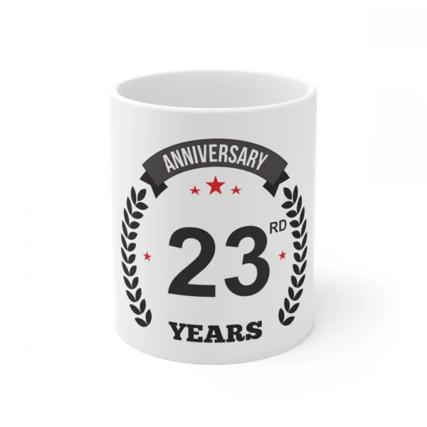White Ceramic 23rd Anniversary Mug