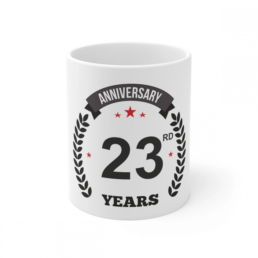 White Ceramic 23rd Anniversary Mug