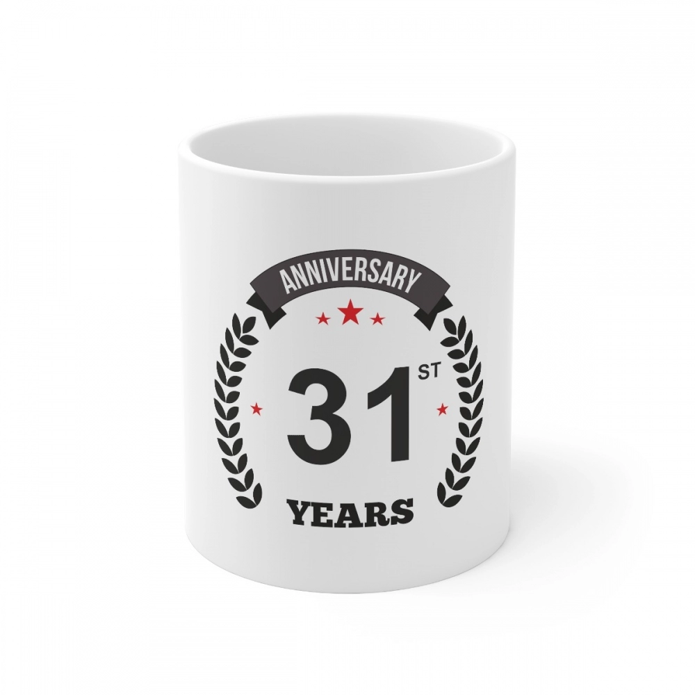 White Ceramic 31st Anniversary Coffee Mug