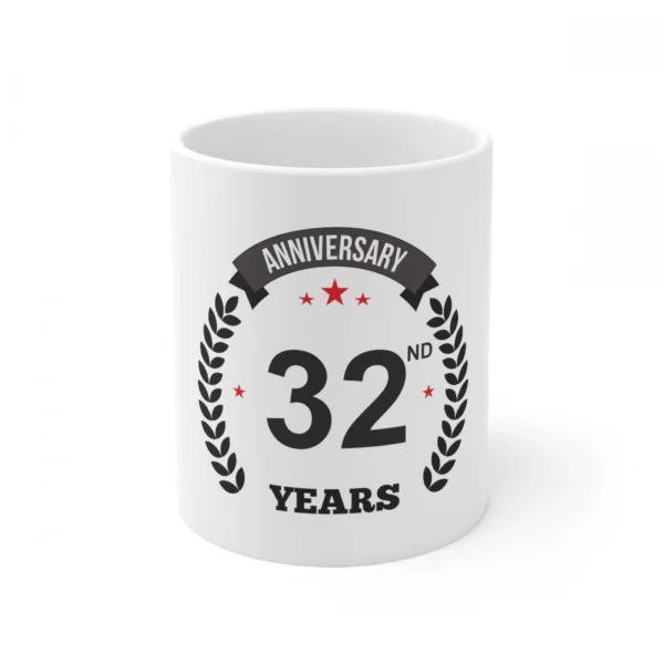 White Ceramic 32nd Anniversary Coffee Mug