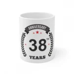 White Ceramic 38th Anniversary Coffee Mug