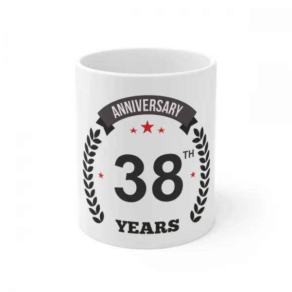 White Ceramic 38th Anniversary Coffee Mug