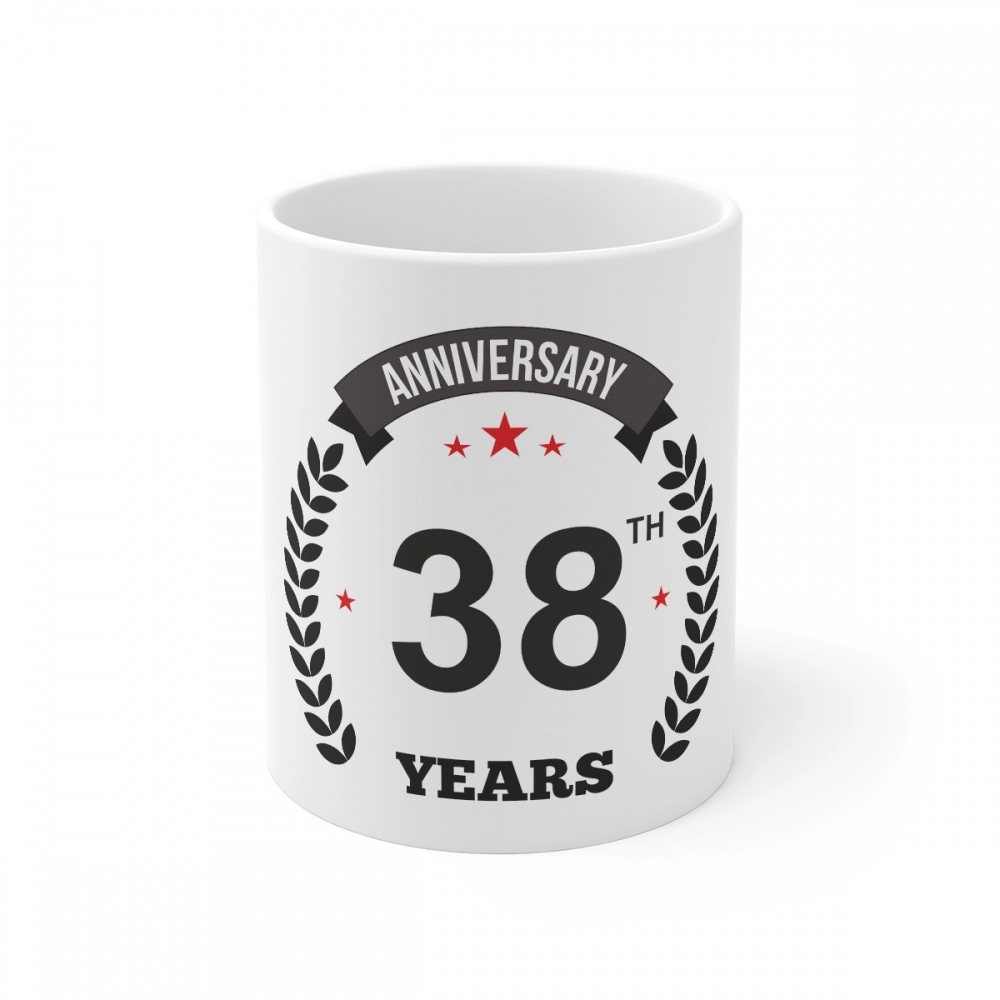 White Ceramic 38th Anniversary Coffee Mug