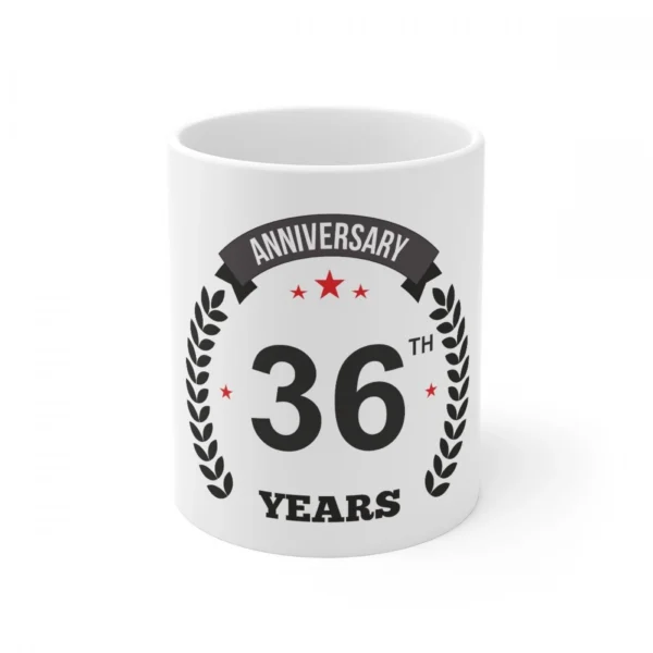 White Ceramic 36th Anniversary Coffee Mug