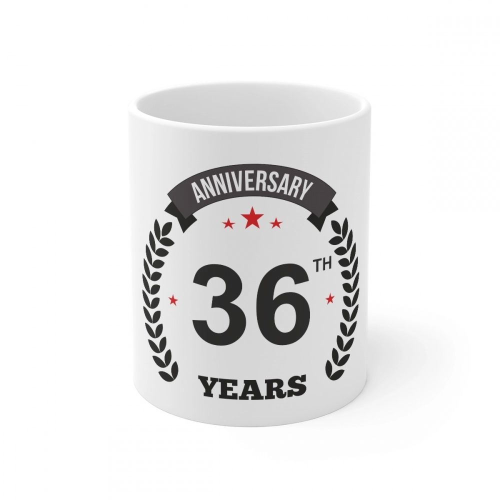 White Ceramic 36th Anniversary Coffee Mug
