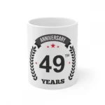 White ceramic 49th Anniversary gift mug