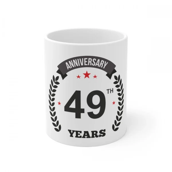 White ceramic 49th Anniversary gift mug