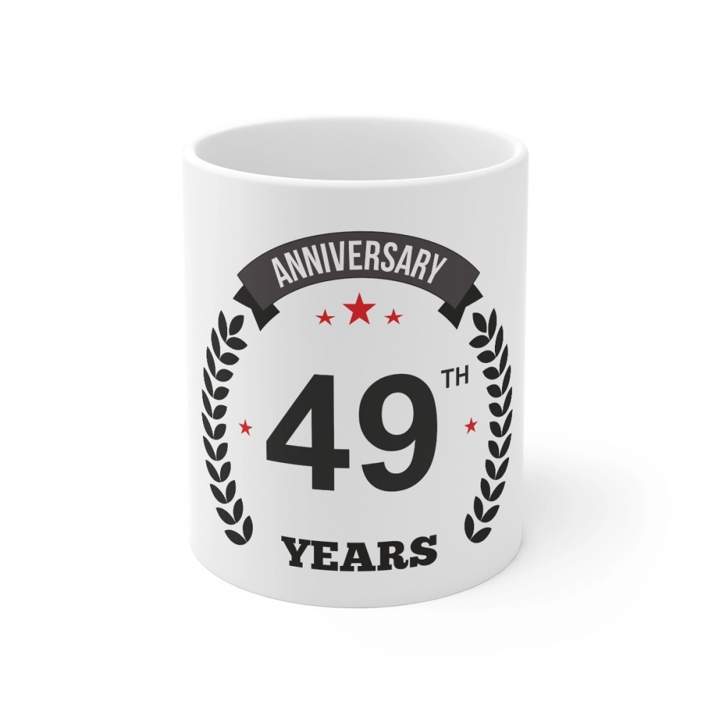 White ceramic 49th Anniversary gift mug