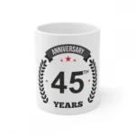 White ceramic 45th Anniversary gift mug
