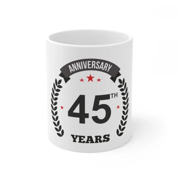 White ceramic 45th Anniversary gift mug