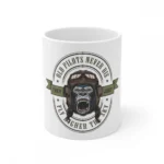 White Ceramic Gorilla Design Coffee Mug