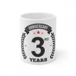 White Ceramic 3rd Anniversary Mug