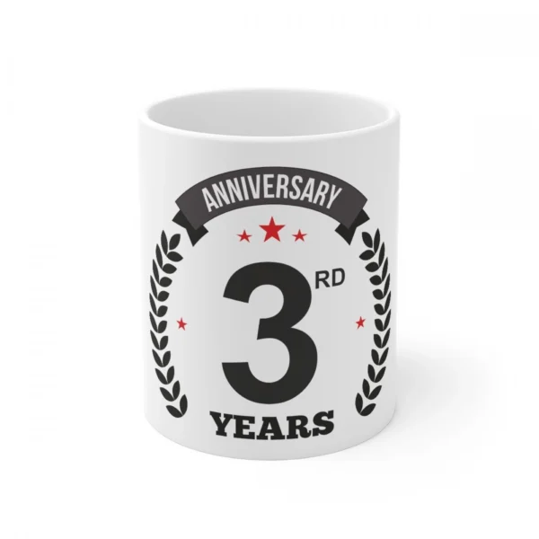 White Ceramic 3rd Anniversary Mug