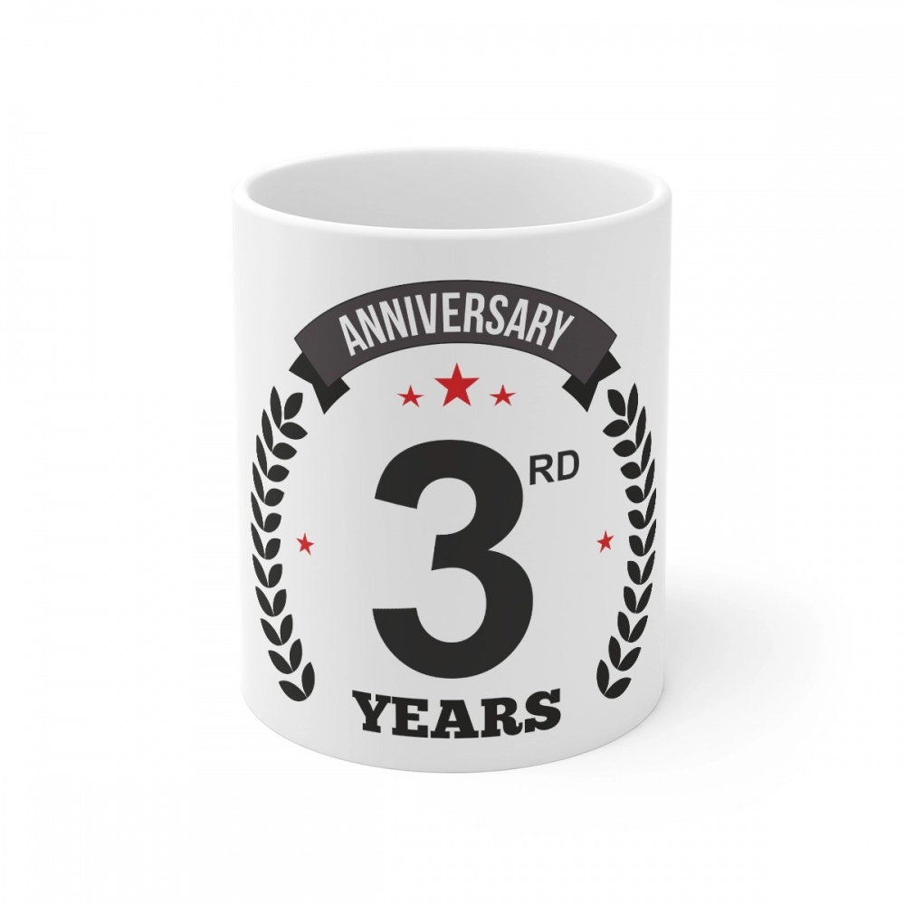 White Ceramic 3rd Anniversary Mug