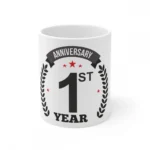 White Ceramic 1st Anniversary Mug
