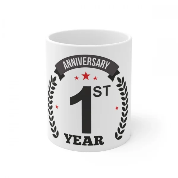 White Ceramic 1st Anniversary Mug