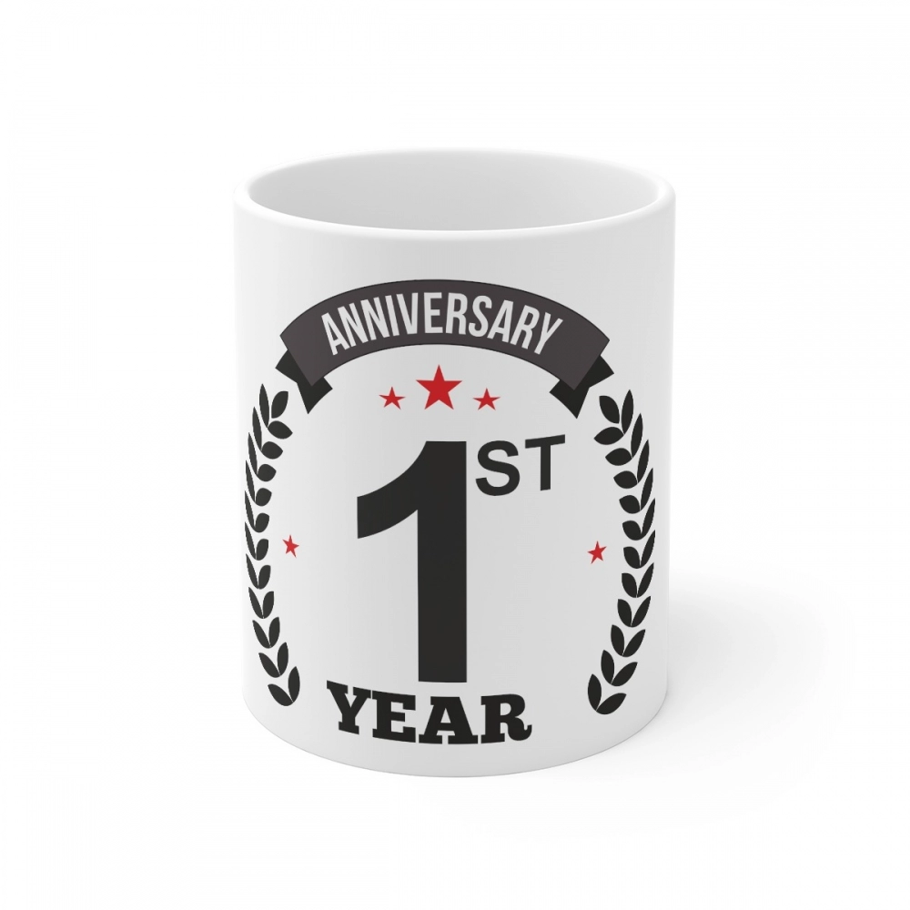 White Ceramic 1st Anniversary Mug